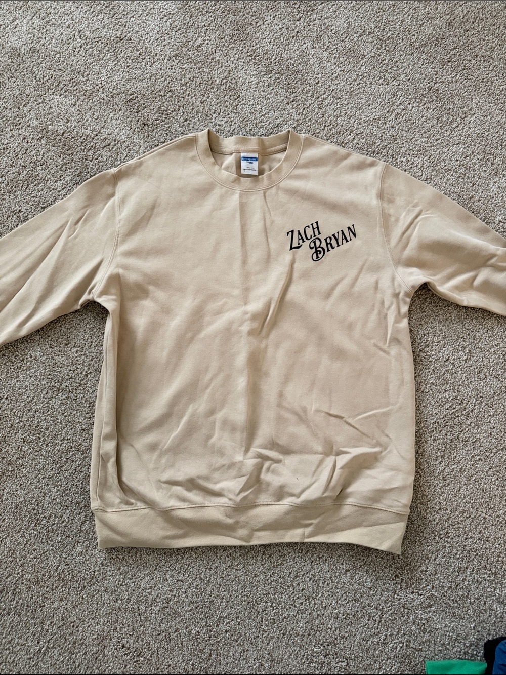 Beige Crewneck Sweatshirt with Zach Bryan Chest Print